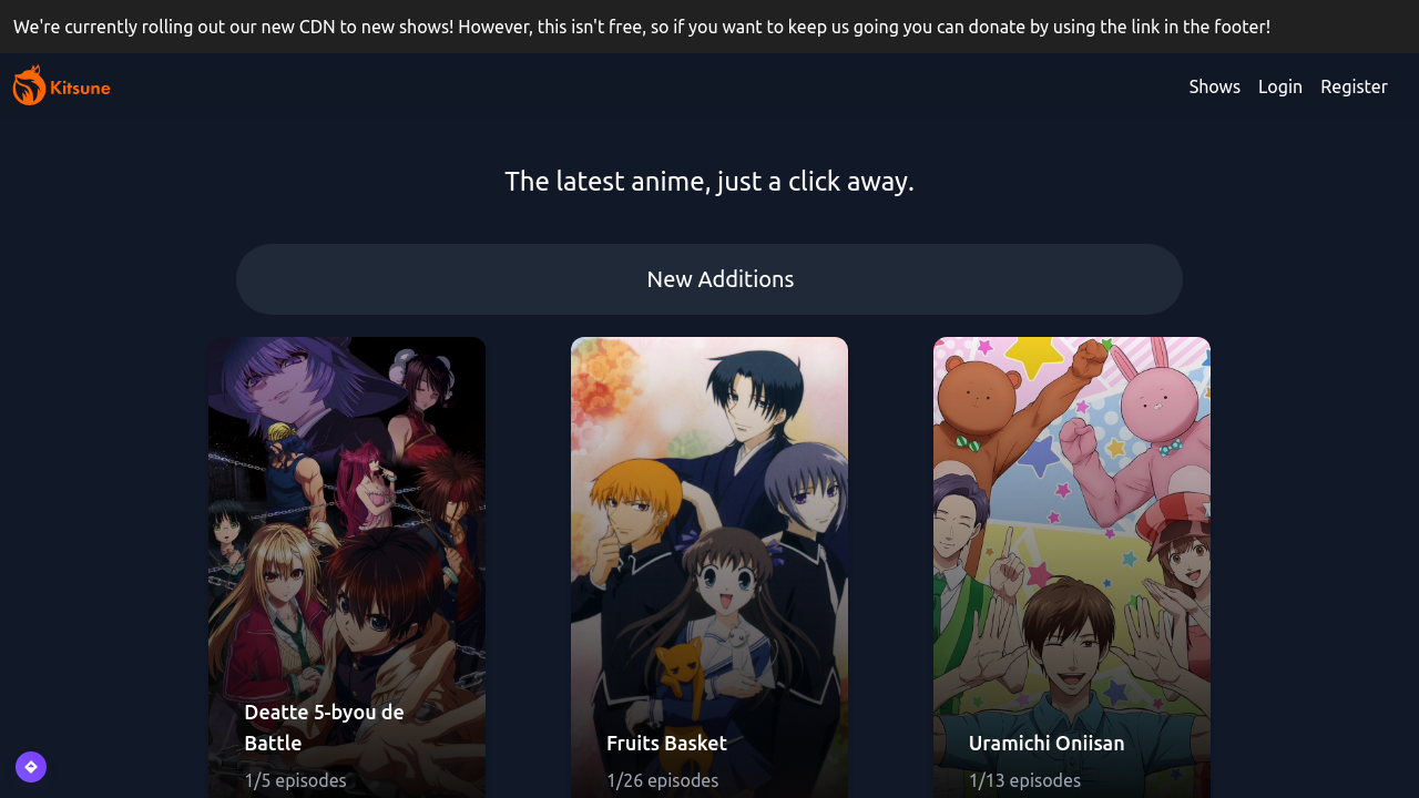 Screenshot of the site Kitsune