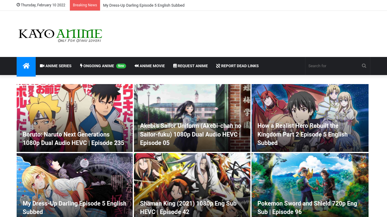Screenshot of the site Kayoanime
