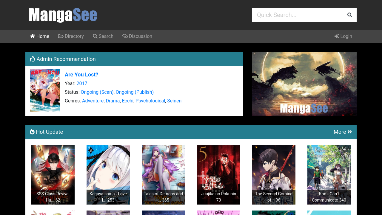 Screenshot of the site MangaSee