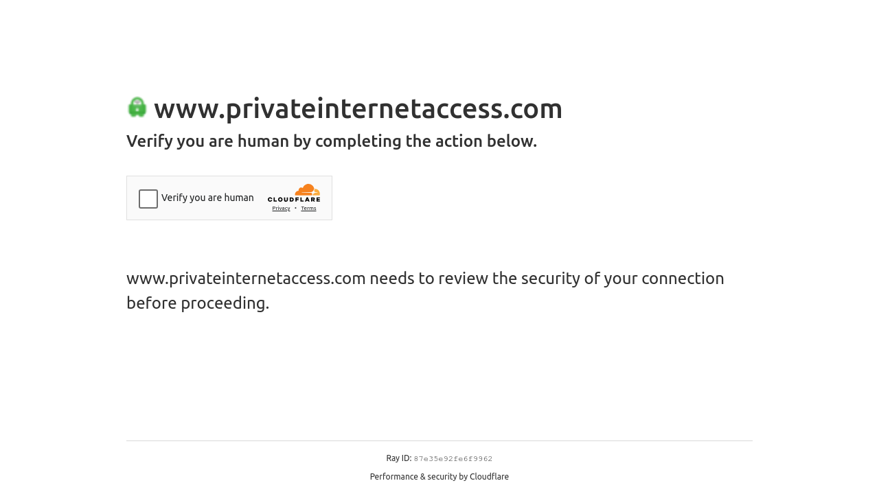 Screenshot of the site Private Internet Access