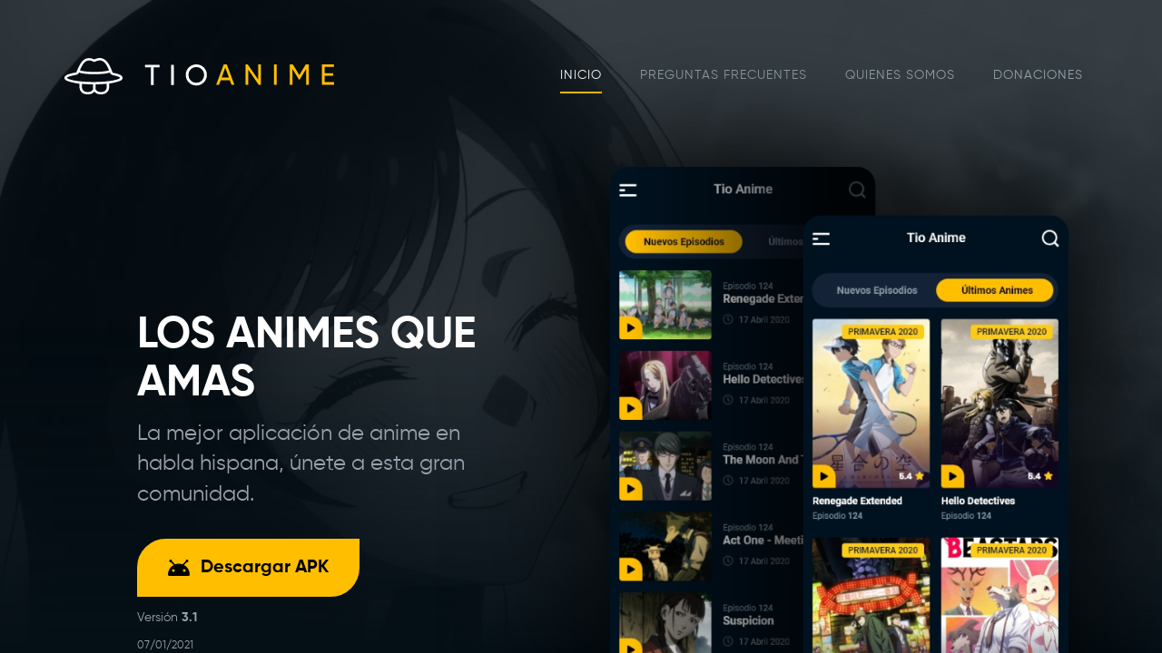 Screenshot of the site TioAnime App
