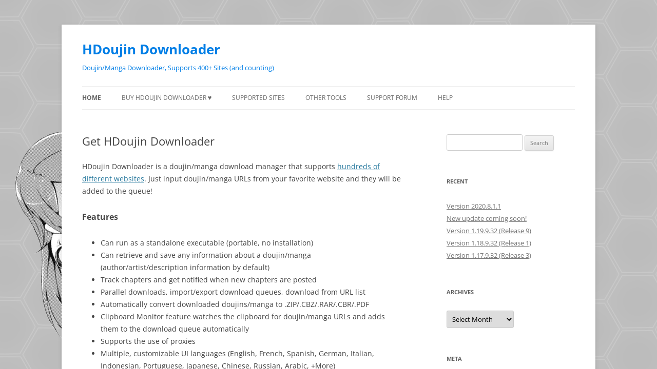 Screenshot of the site HDoujin Downloader