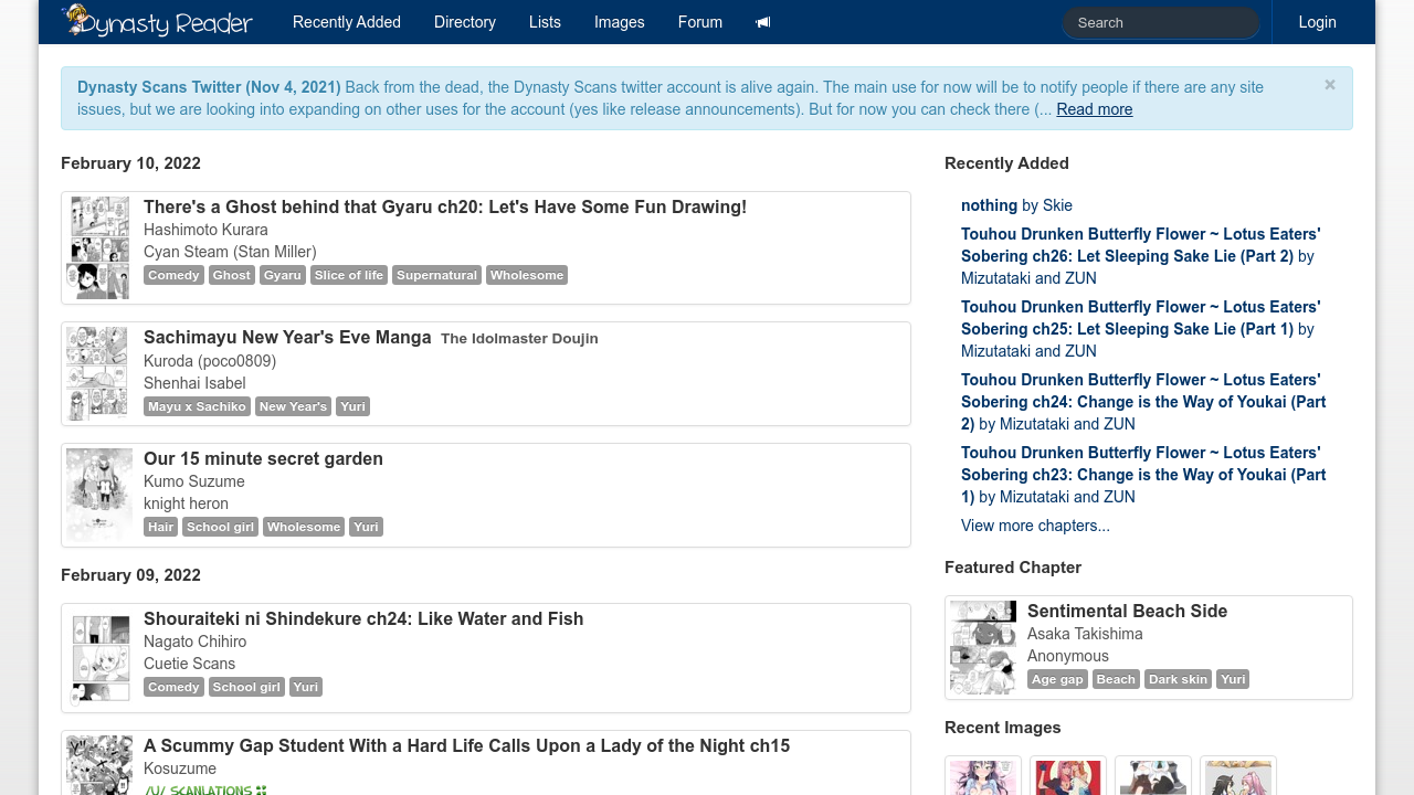 Screenshot of the site Dynasty Reader