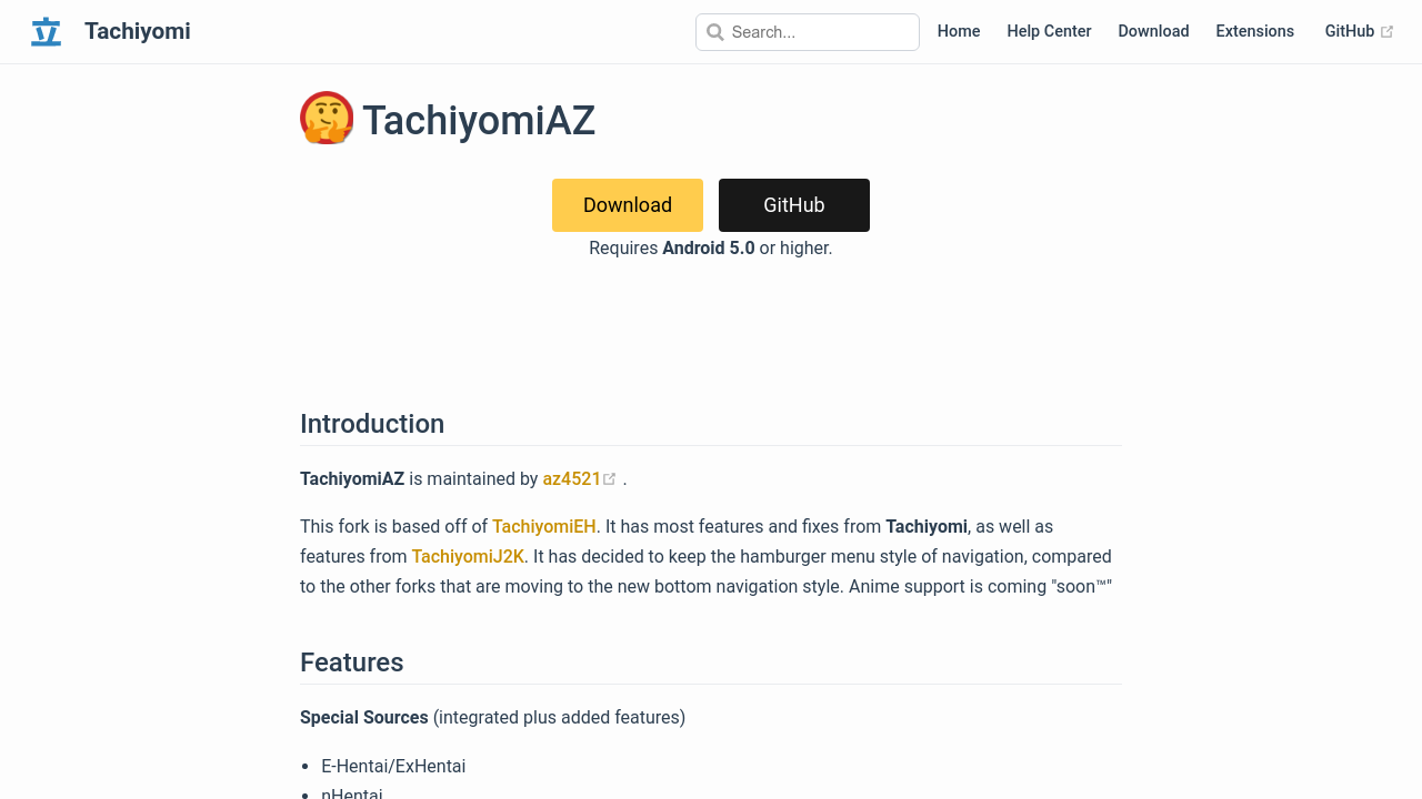 Screenshot of the site TachiyomiAZ