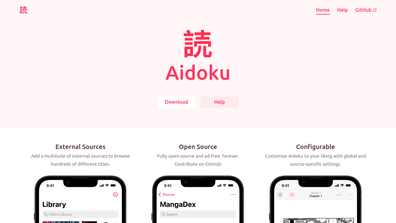 Screenshot of the site Aidoku